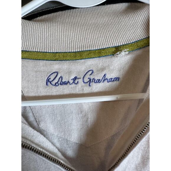 Robert Graham Sweater Mens Large Beige Half Zip Pullover Lightweight Casual - Picture 2 of 6